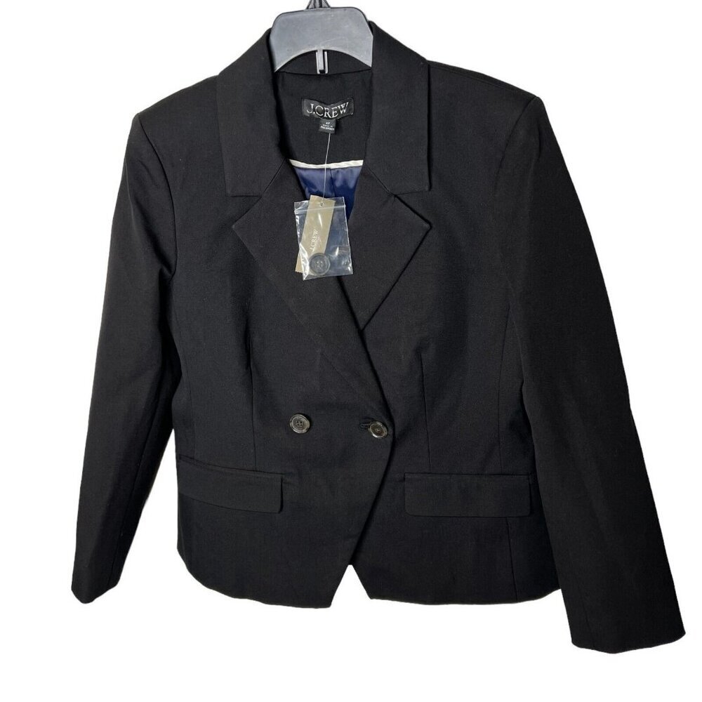 J.Crew $248 Petite Devon Blazer Bi-Stretch Cotton Blend Black Size P00 BP413 - Picture 2 of 9